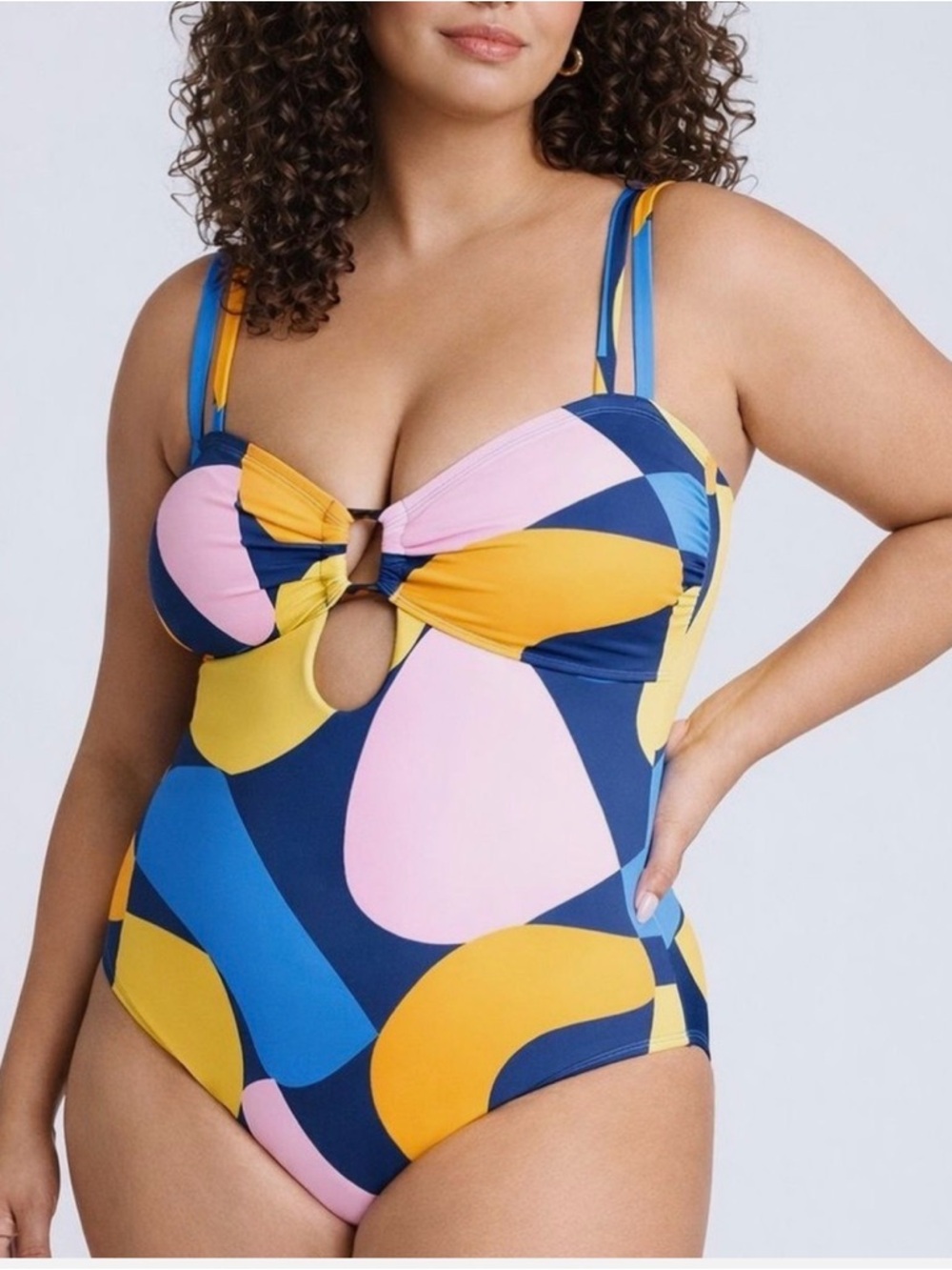 Colorblock One-Piece Swimsuit - Pink, Blue & Yellow